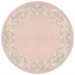 Blush Scroll Halo Round Hand Knotted Rug - studio photo