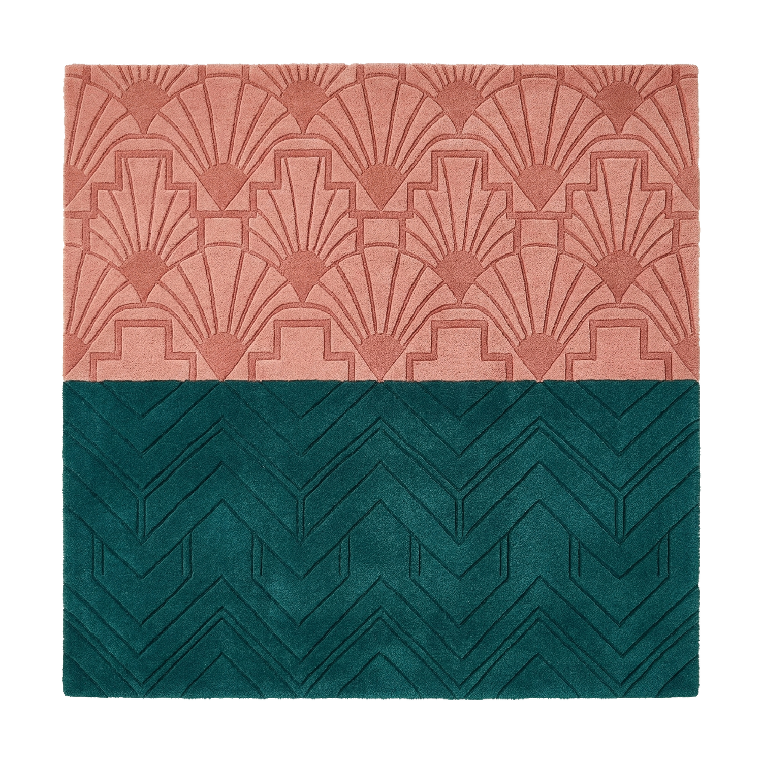 Blush Art Deco Square Hand Tufted Wool Rug