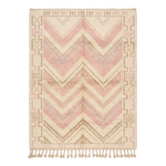 Decorative rug with chevron pattern and tassels on a white background