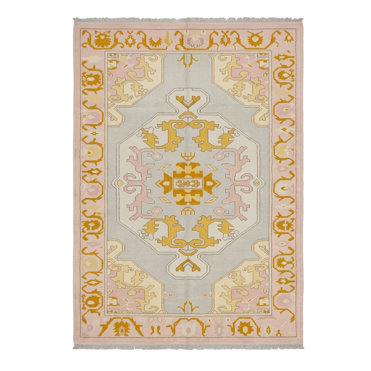 Blush Golden Symmetry Hand Knotted Rug 