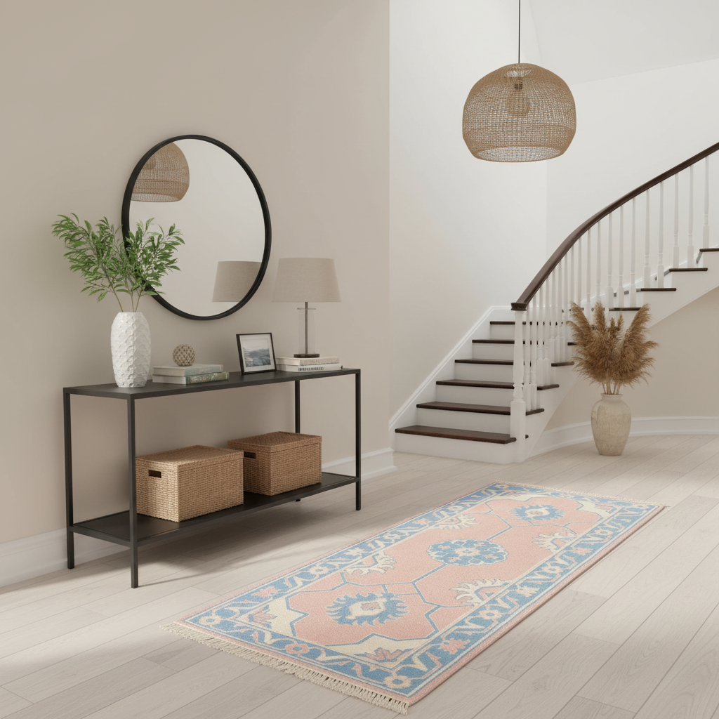 Blush Oasis Hand Knotted Runner Rug