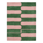 Blush & Green Interlocked Blocks Hand Tufted Viscose Rug