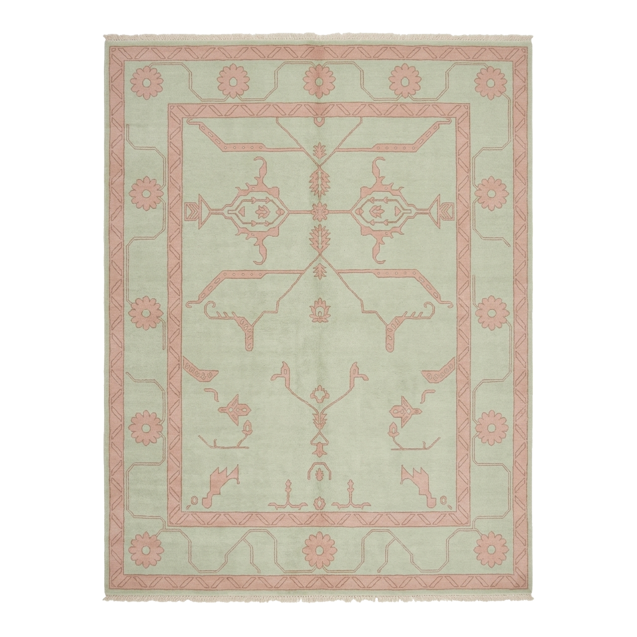 Botanical Blueprint Hand Knotted Wool Rug
