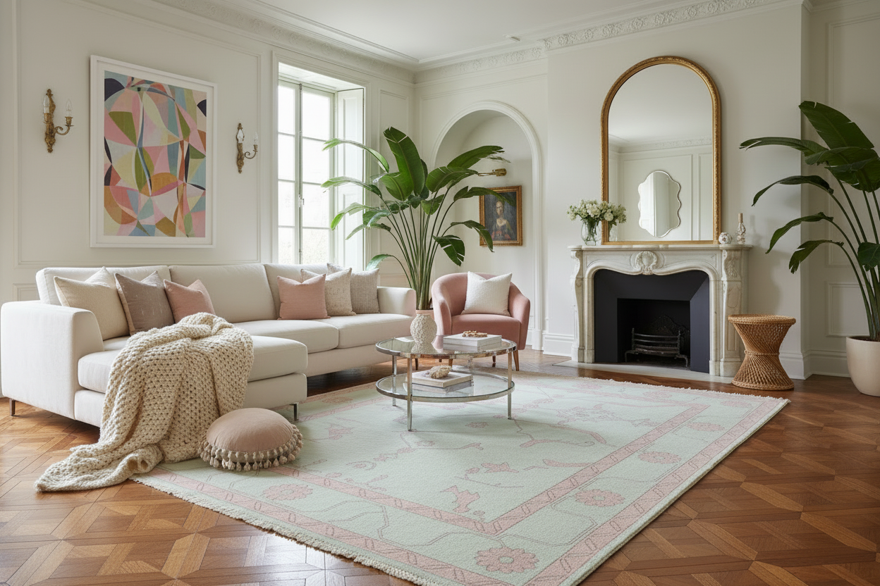 Botanical Blueprint Hand Knotted Wool Rug