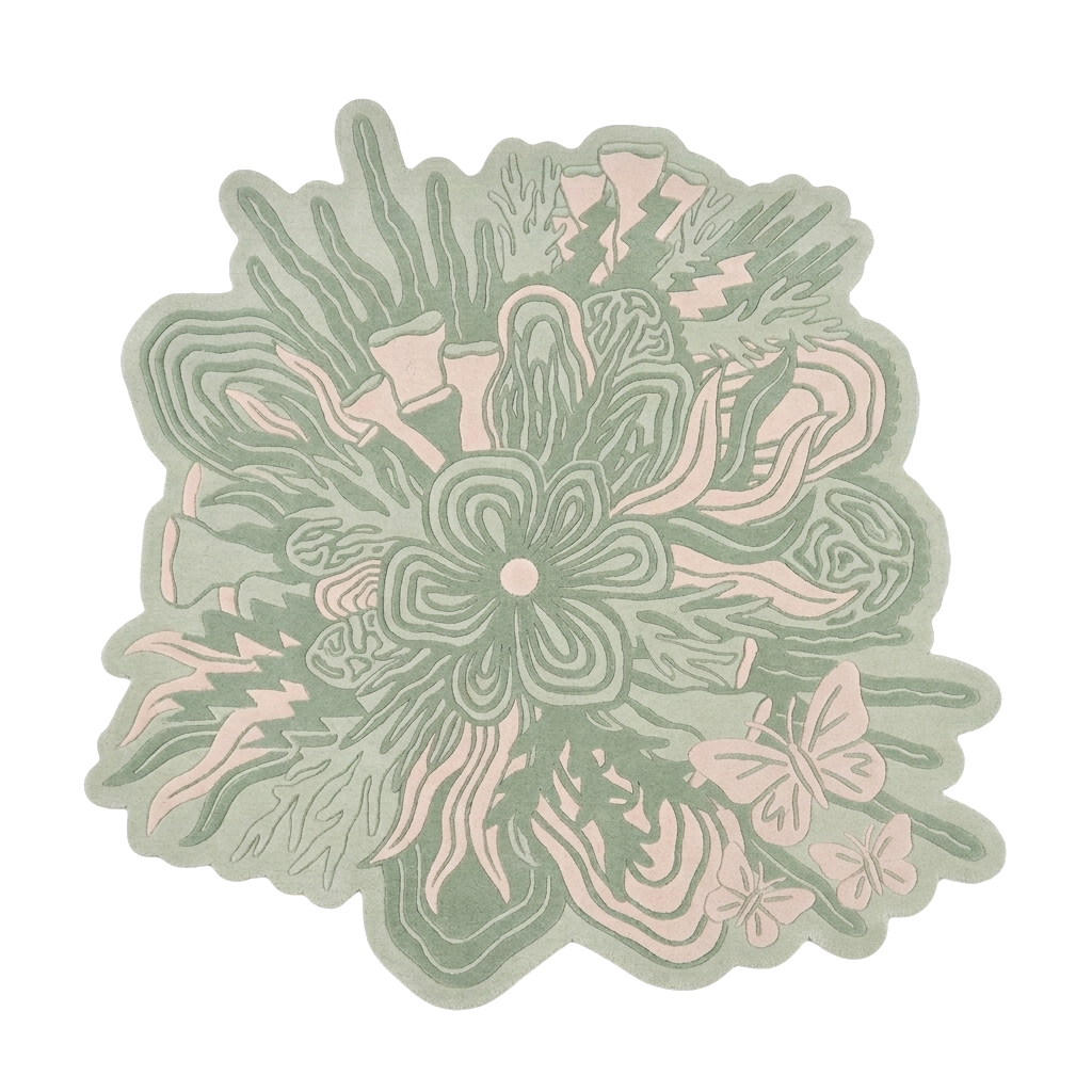 Botanical Coral Hand Tufted Wool Rug — Swatch 12" x 12"