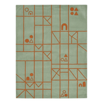 Burnt Orange Grid Hand Tufted Wool Rug 
