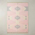 Candy Cloud Diamond Flatweave Cotton Dhurrie Rug - studio photo