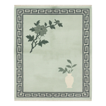 Celadon Peony Vase Hand Knotted Rug