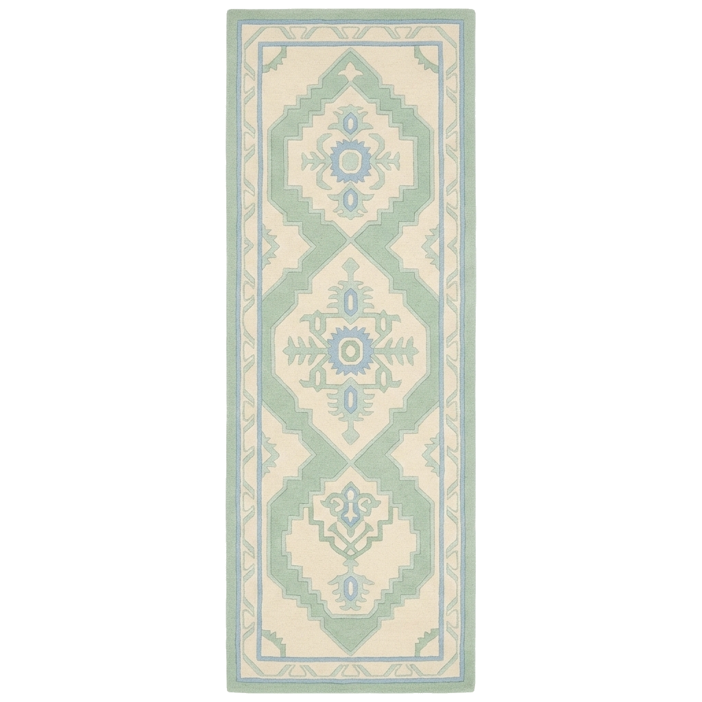 Celadon Symmetry Hand Knotted Runner Rug