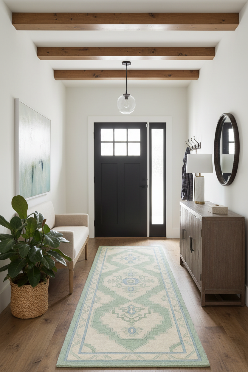 Celadon Symmetry Hand Knotted Runner Rug