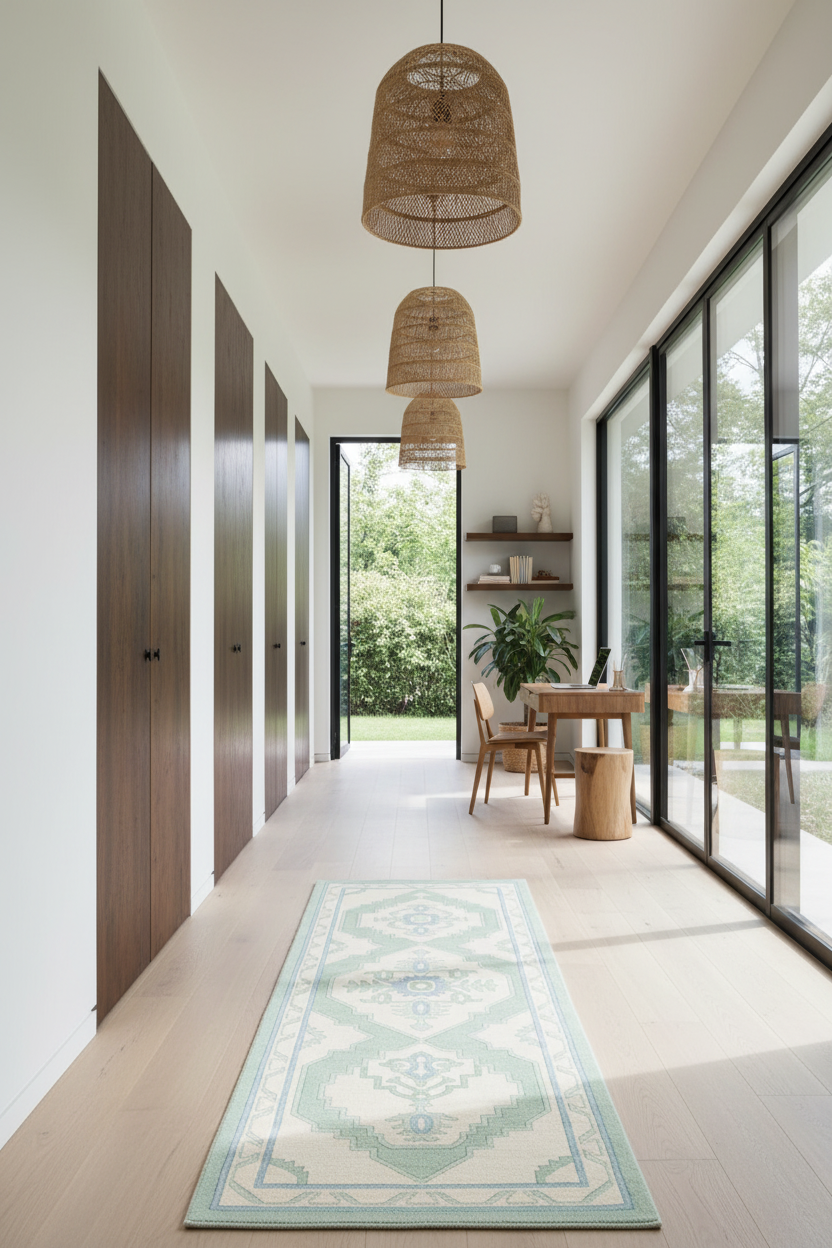 Celadon Symmetry Hand Knotted Runner Rug