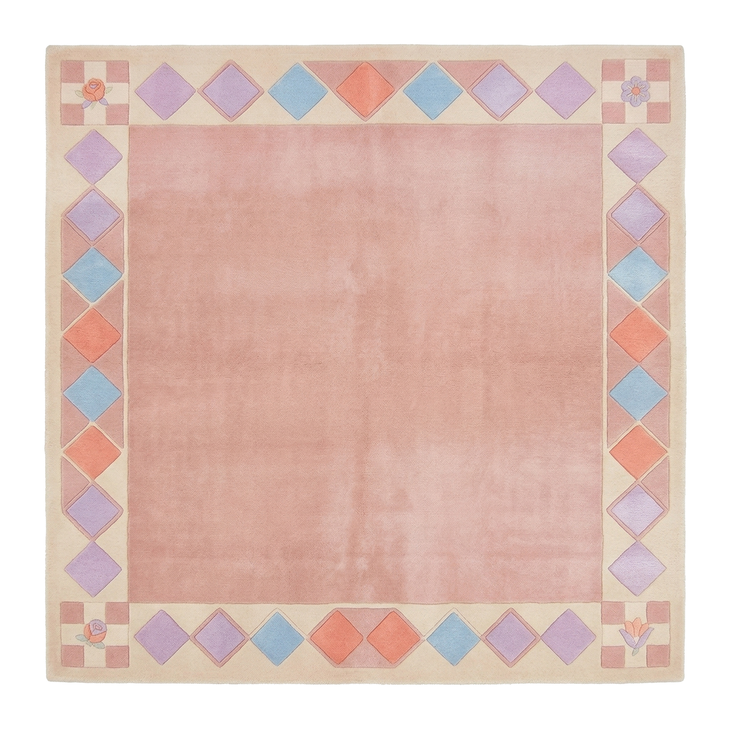 Celestial Checker Flow Square Hand Tufted Wool Rug — Custom 6' × 8'