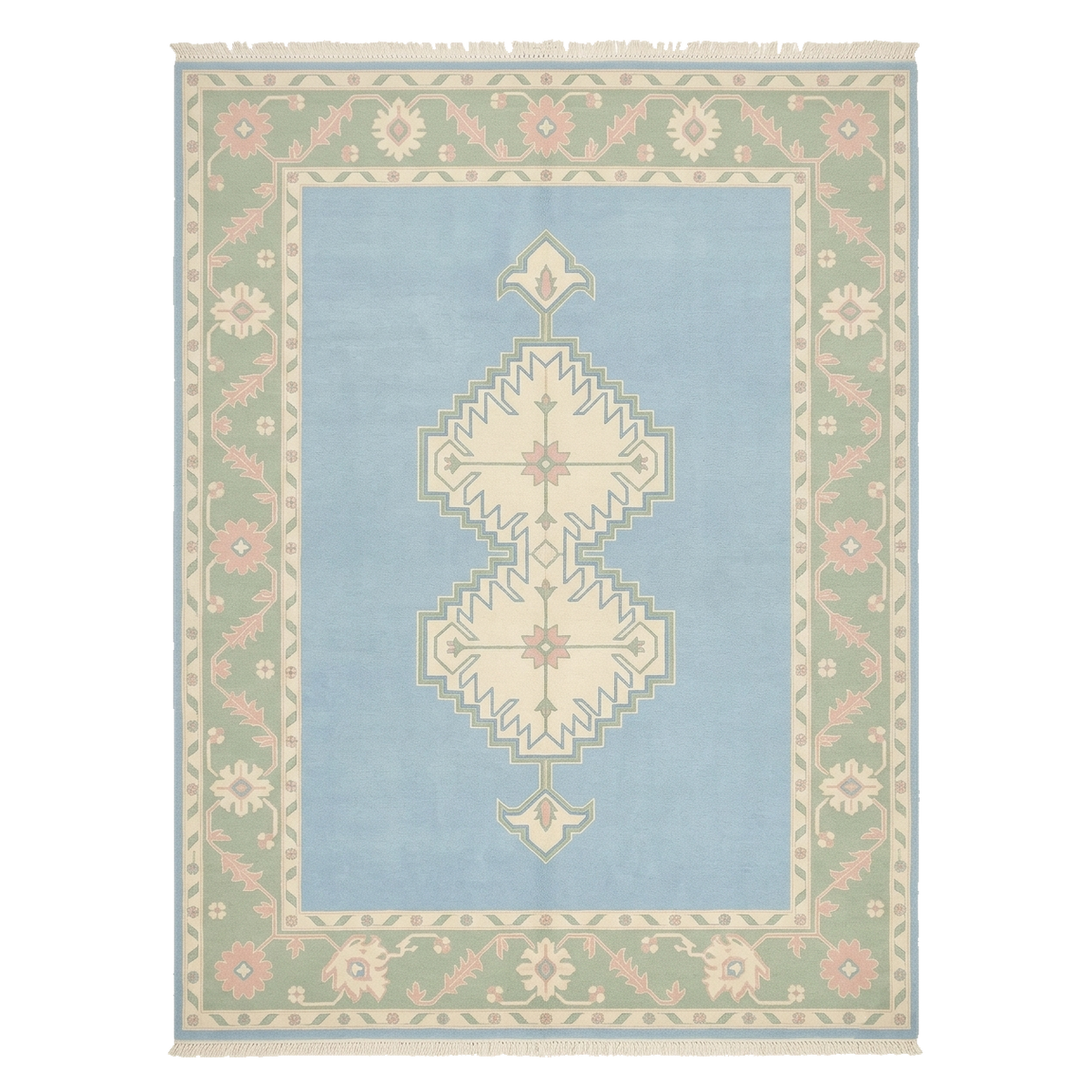 Celestial Mint Medallion Hand Knotted Rug