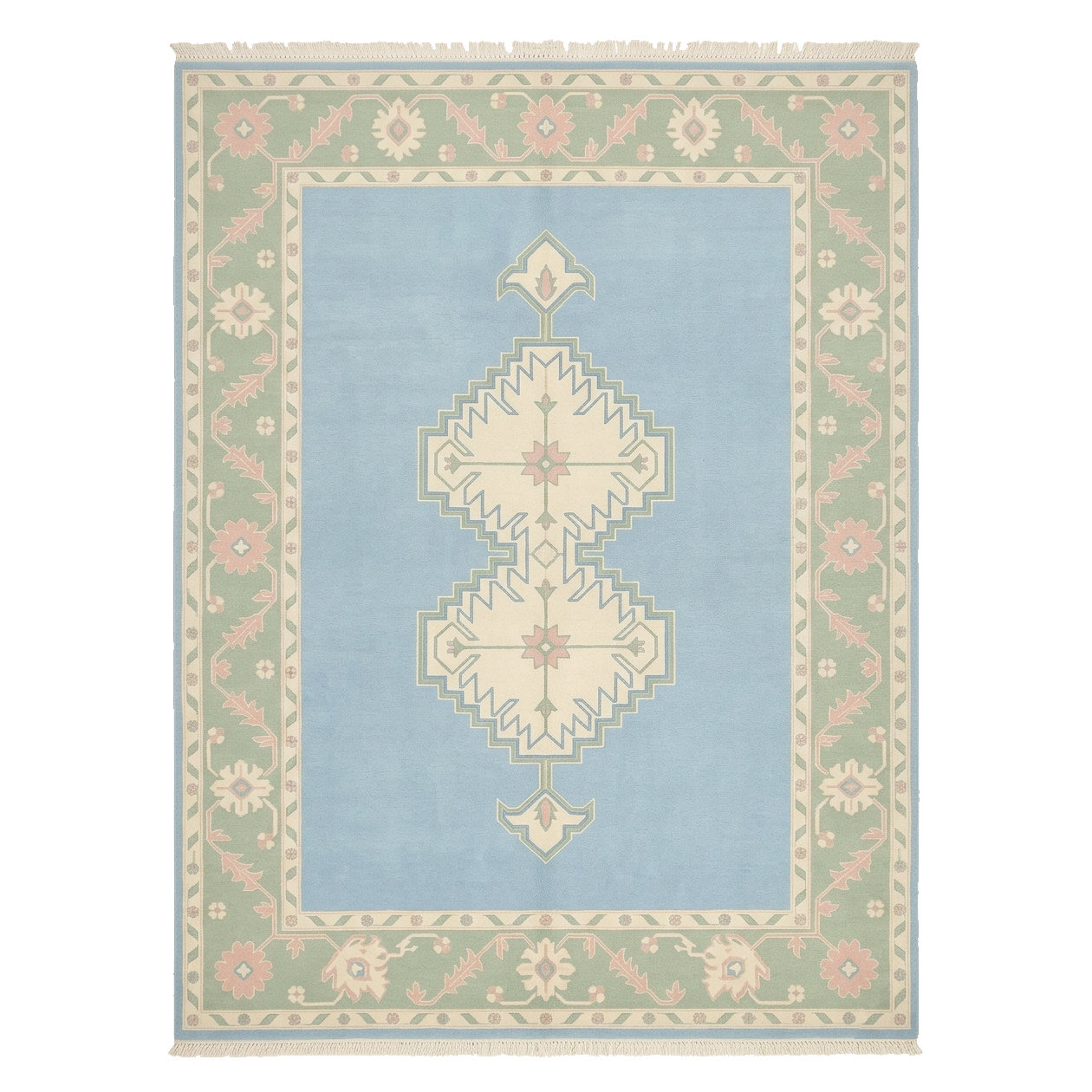 Celestial Mint Medallion Hand Knotted Rug