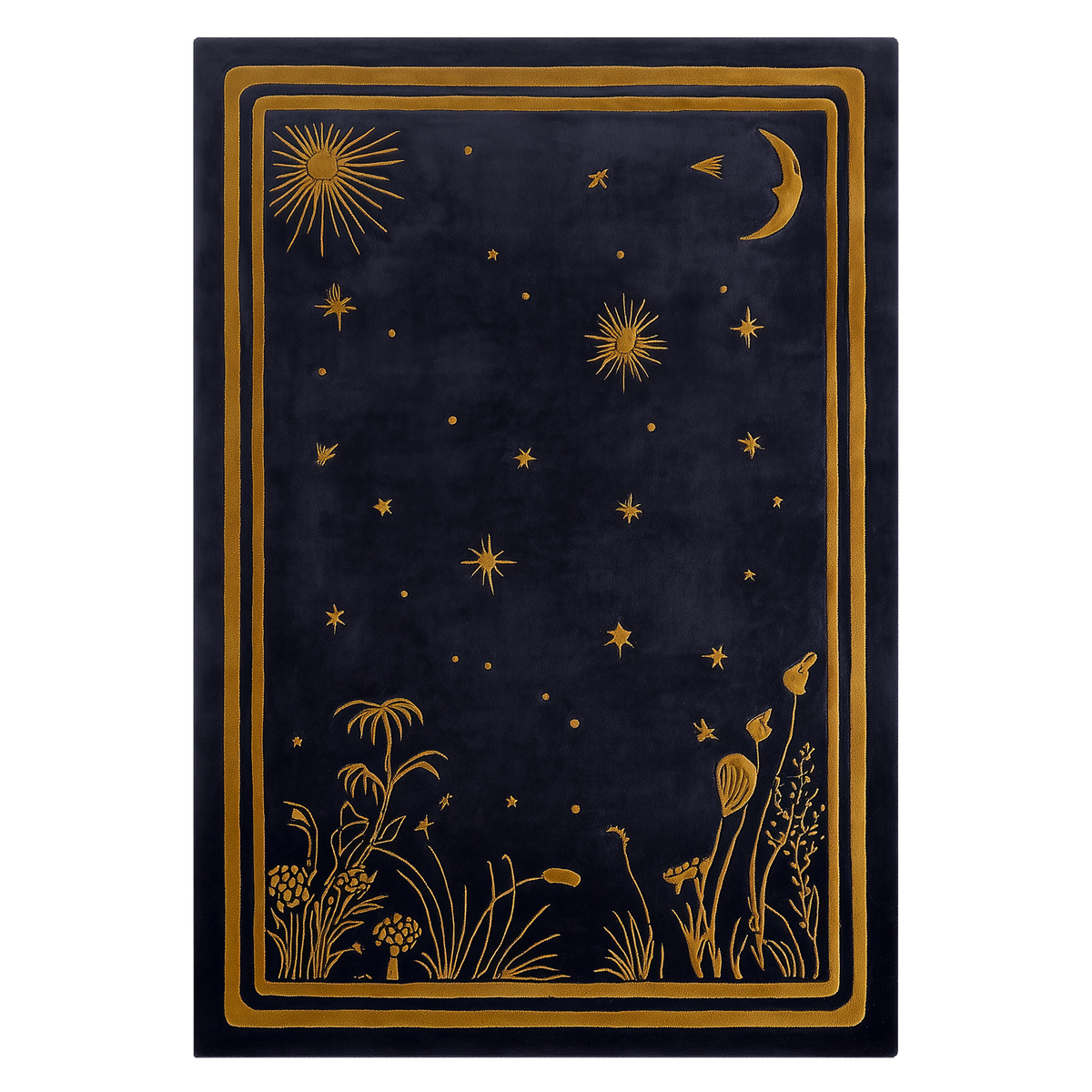 Celestial Night Garden Hand Tufted Wool Rug