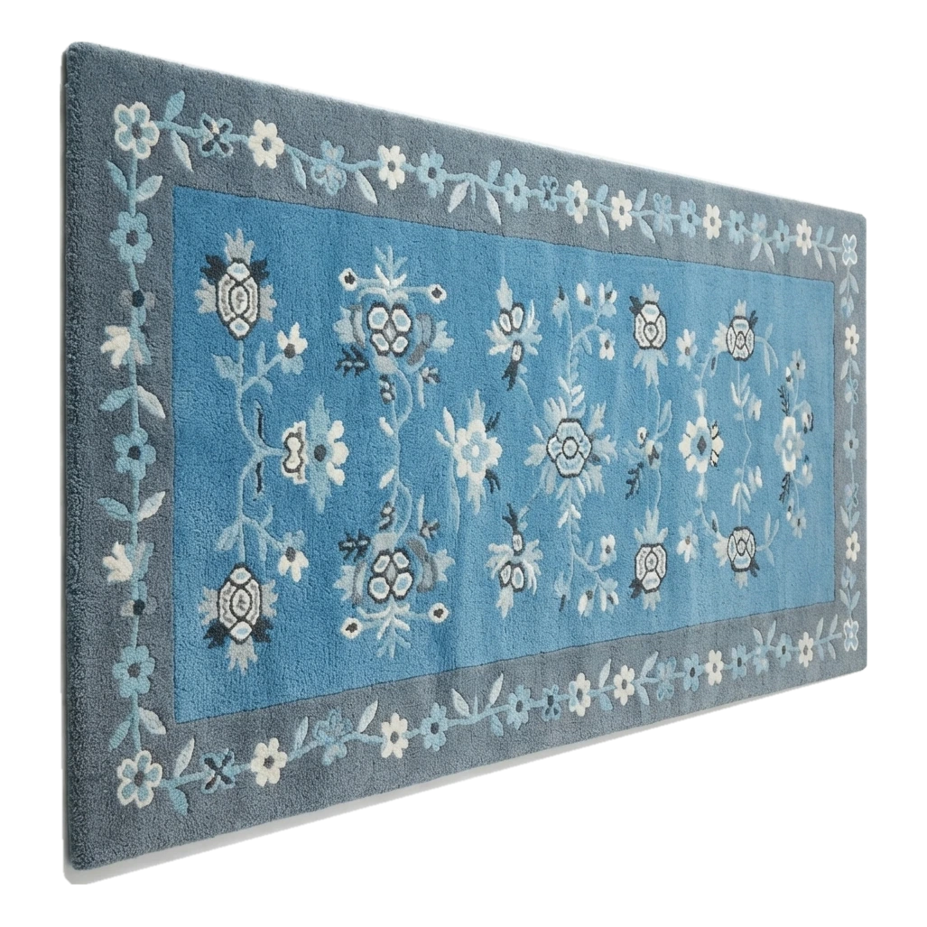 Cerulean Blossom Drift Hand Tufted Wool Rug - alternate view