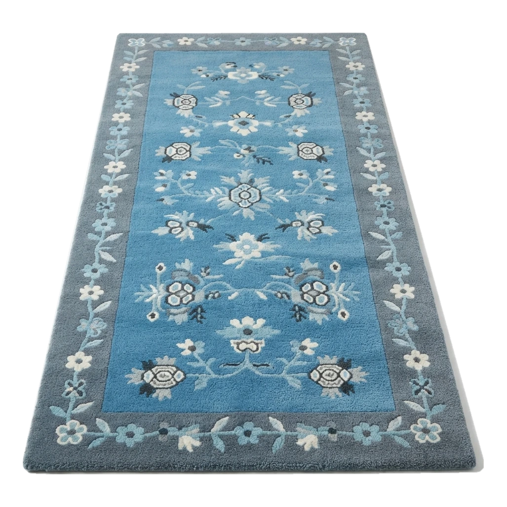 Cerulean Blossom Drift Hand Tufted Wool Rug