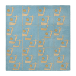 Cerulean Diver Silhouette Square Hand Tufted Wool Rug