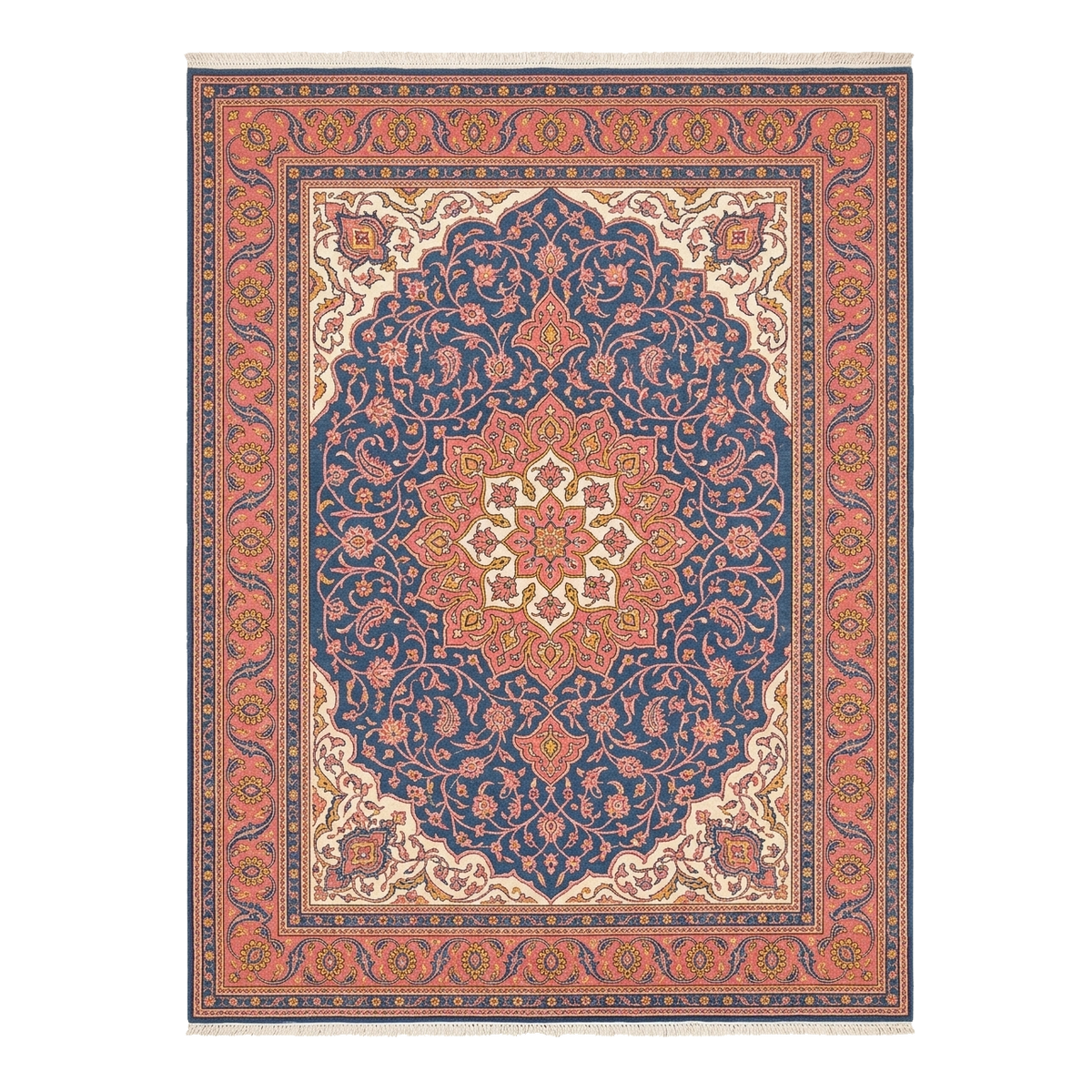 Cerulean & Coral Mirage Hand Knotted Rug