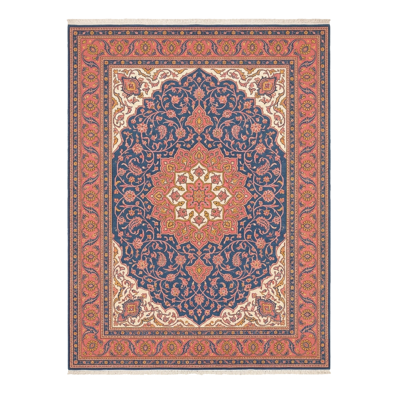 Cerulean & Coral Mirage Hand Knotted Rug