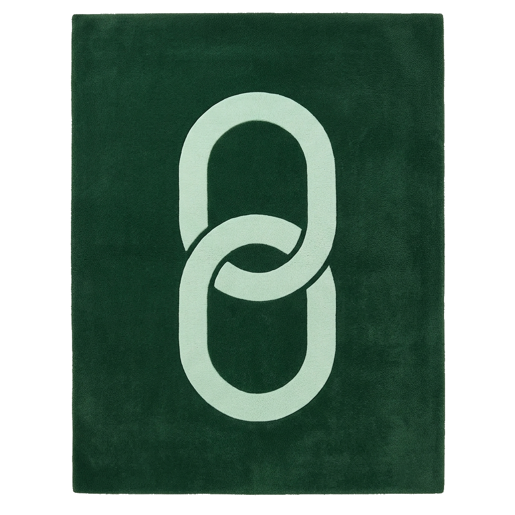 Chain Motif Green Hand Tufted Wool Rug
