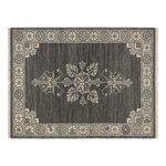 Charcoal Bloom Emblem Hand Knotted Rug