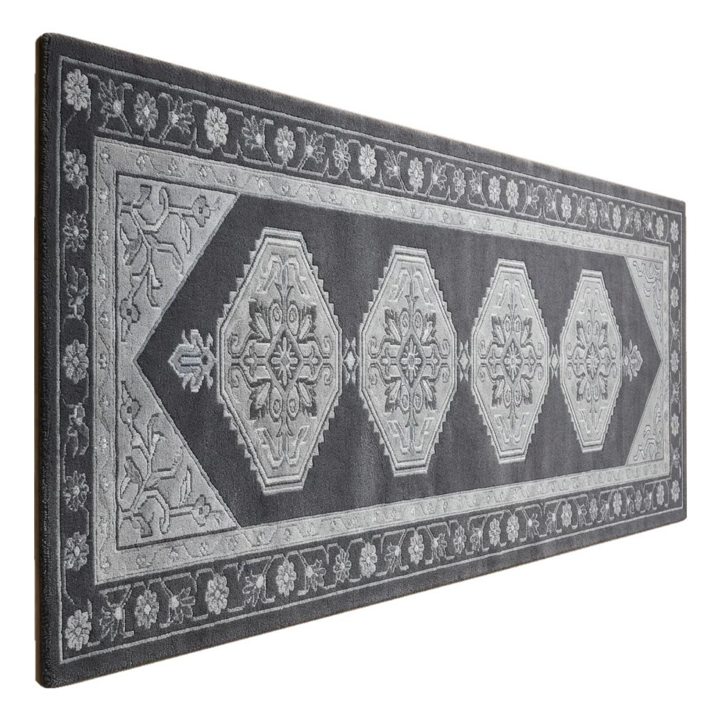 Charcoal Hexagon Voyage Hand Tufted Runner Rug - alternate view