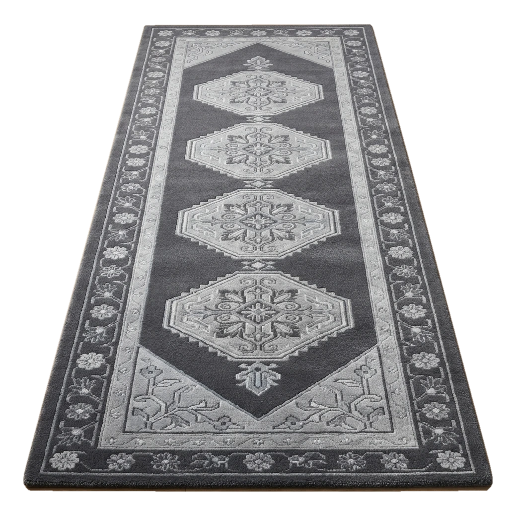 Charcoal Hexagon Voyage Hand Tufted Runner Rug