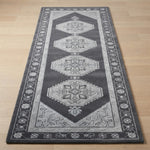Charcoal Hexagon Voyage Hand Tufted Runner Rug - studio photo