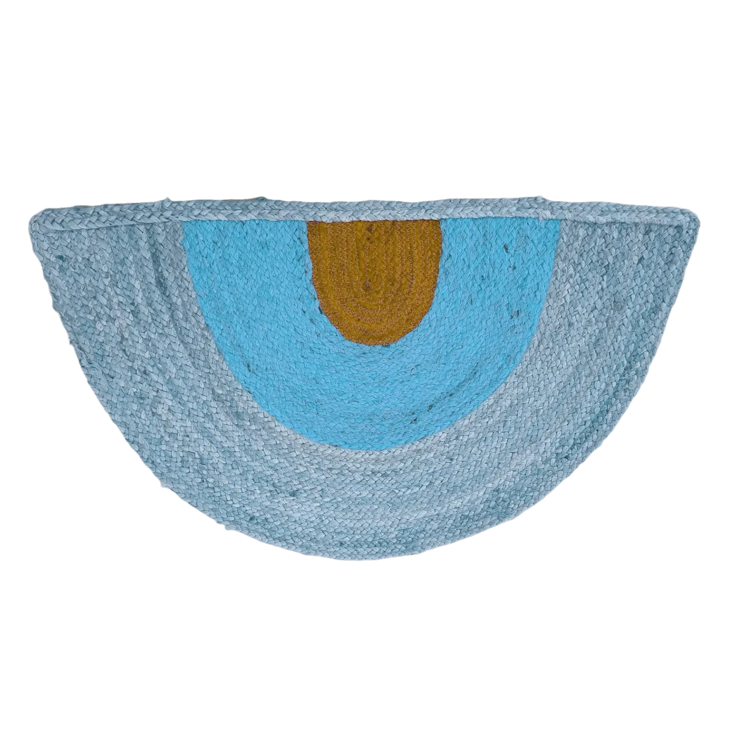 Three-toned Half Moon Accent Jute Rug - Blue