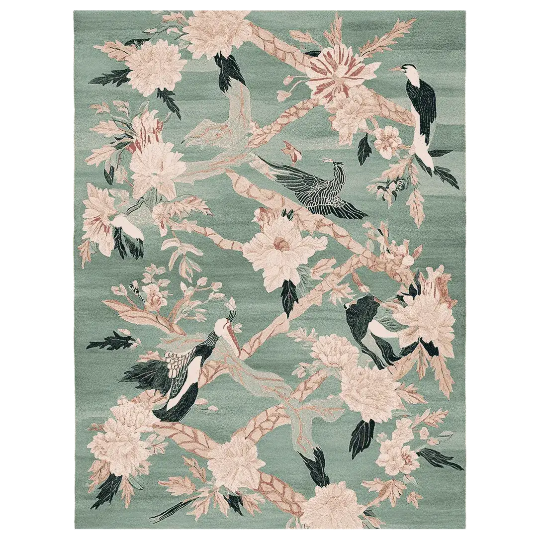 Chinoiserie Bird Ballet Hand Tufted Rug
