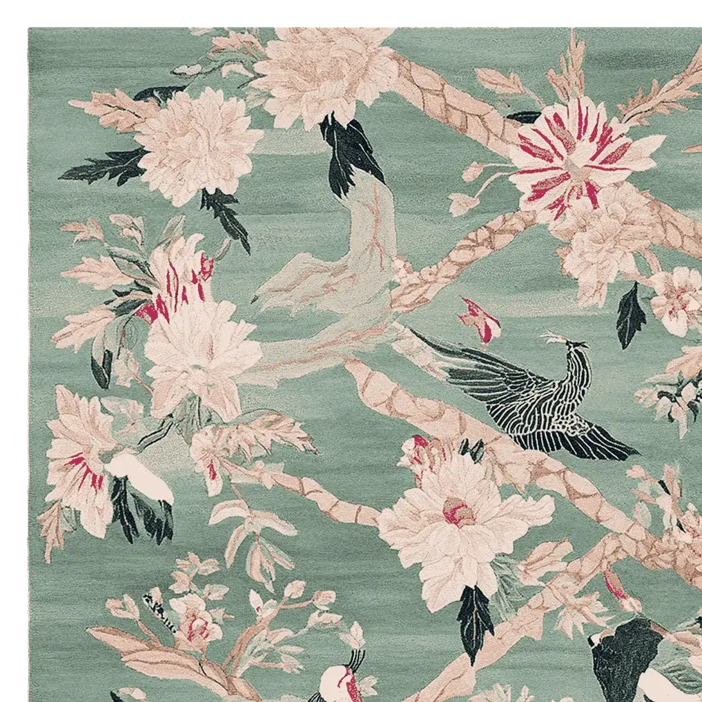 Chinoiserie Bird Ballet Hand Tufted Rug