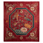 Cinnabar Crane Octagon Hand Tufted Viscose Rug