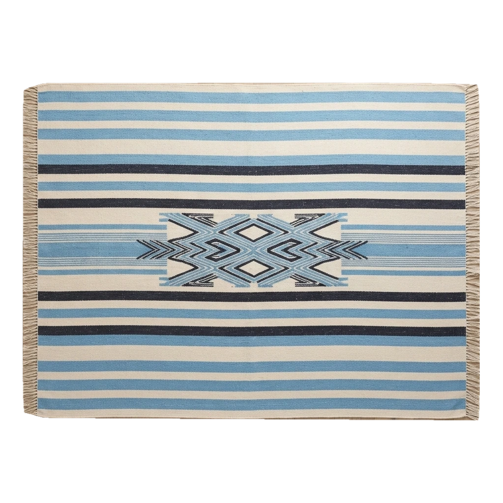 Coastal Stripe Totem Flatweave Cotton Dhurrie Rug - alternate view