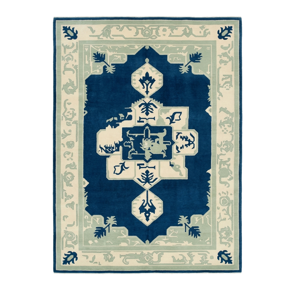 Cobalt Celadon Crest Hand Knotted Rug