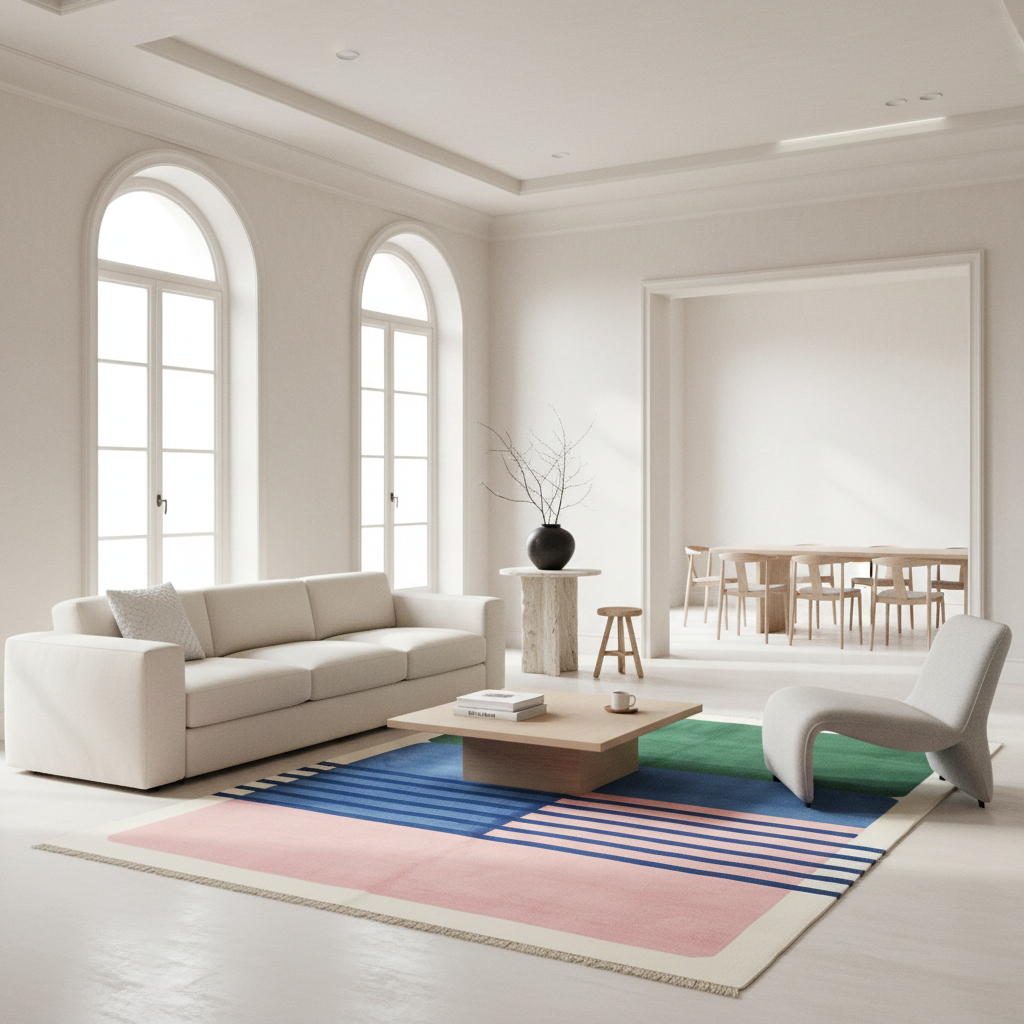 Colorblocks & Crossing Hand Knotted Wool Rug