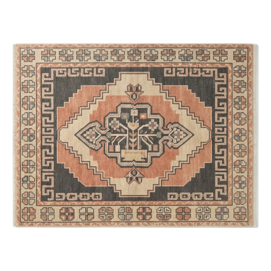 Coral Dusk Medallion Hand Knotted Rug