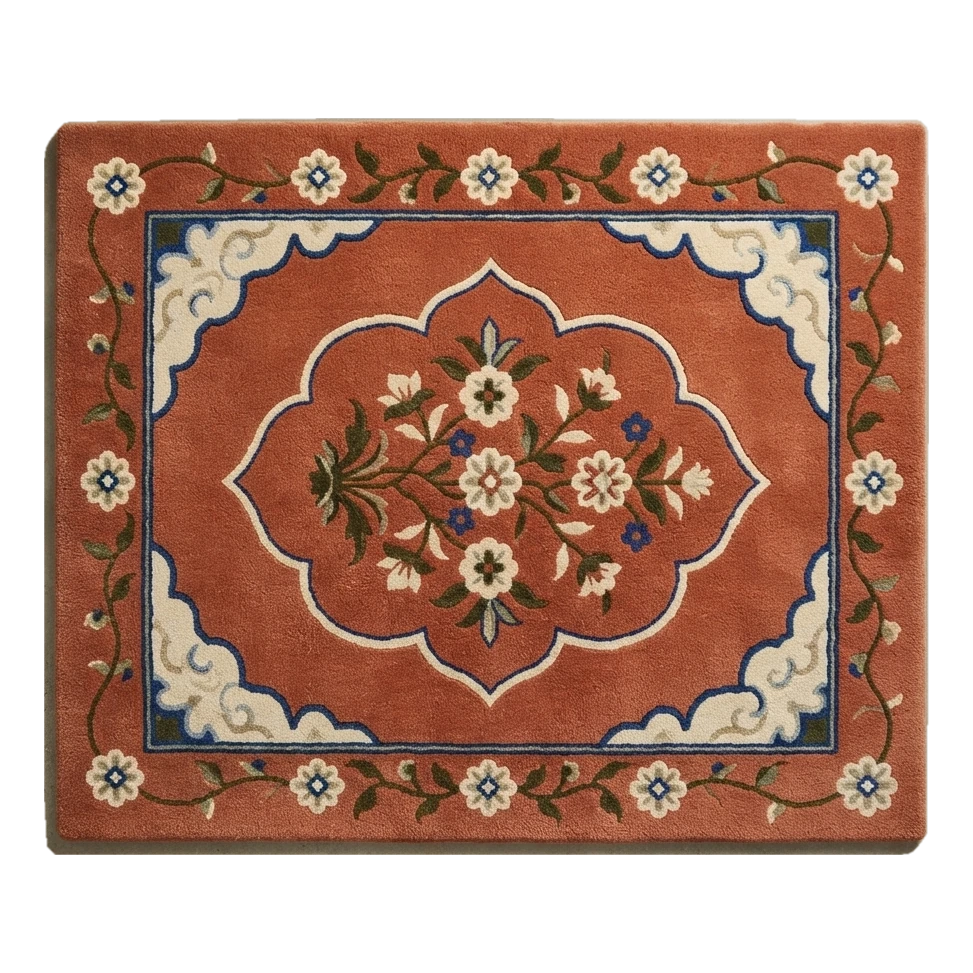 Coral Mughal Bouquet Hand Tufted Wool Rug - alternate view
