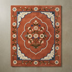 Coral Mughal Bouquet Hand Tufted Wool Rug - studio photo
