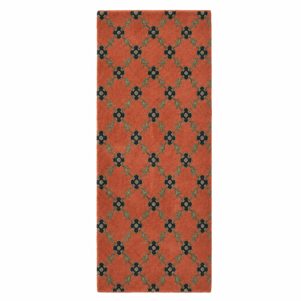 Coral Trellis Clover Hand Tufted Runner Rug