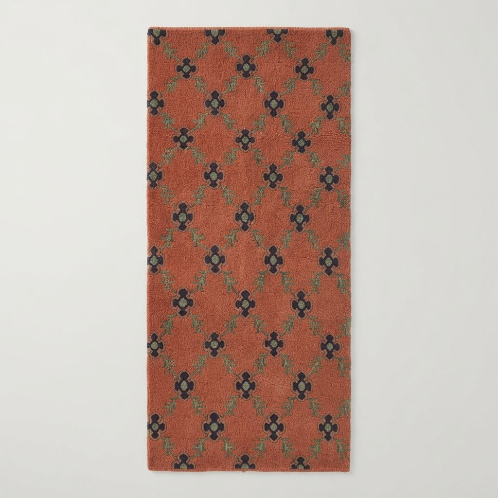 Coral Trellis Clover Hand Tufted Runner Rug - studio photo