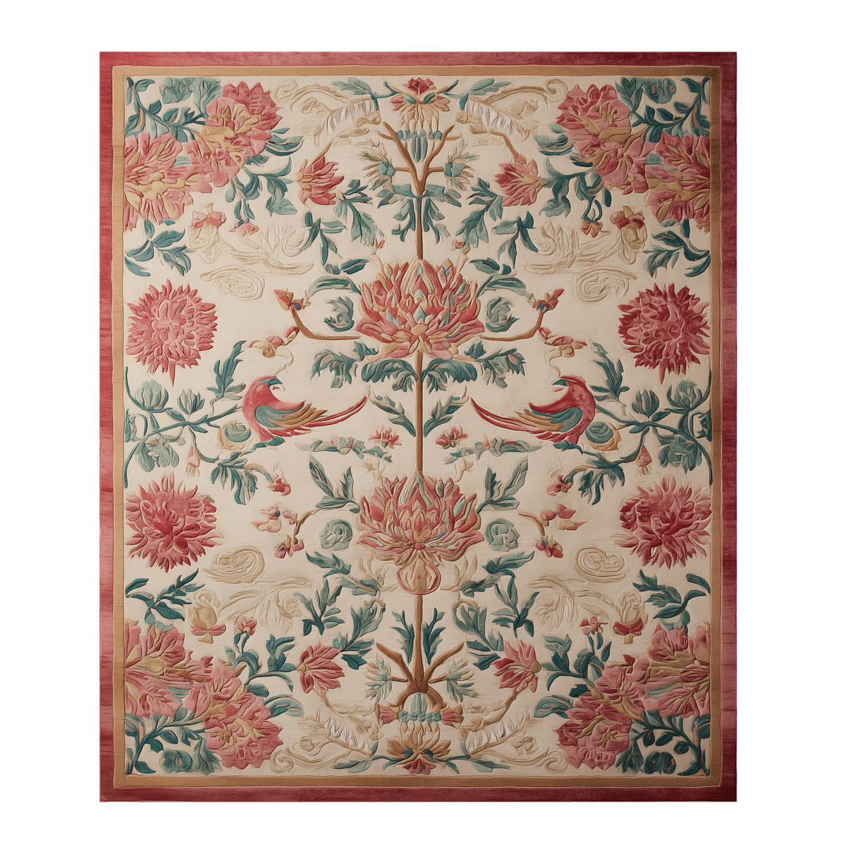 Coral Lotus Tapestry Hand Tufted Wool Rug