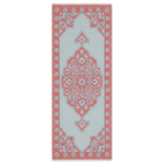 Coral Sky Medallion Hand Knotted Runner Rug 