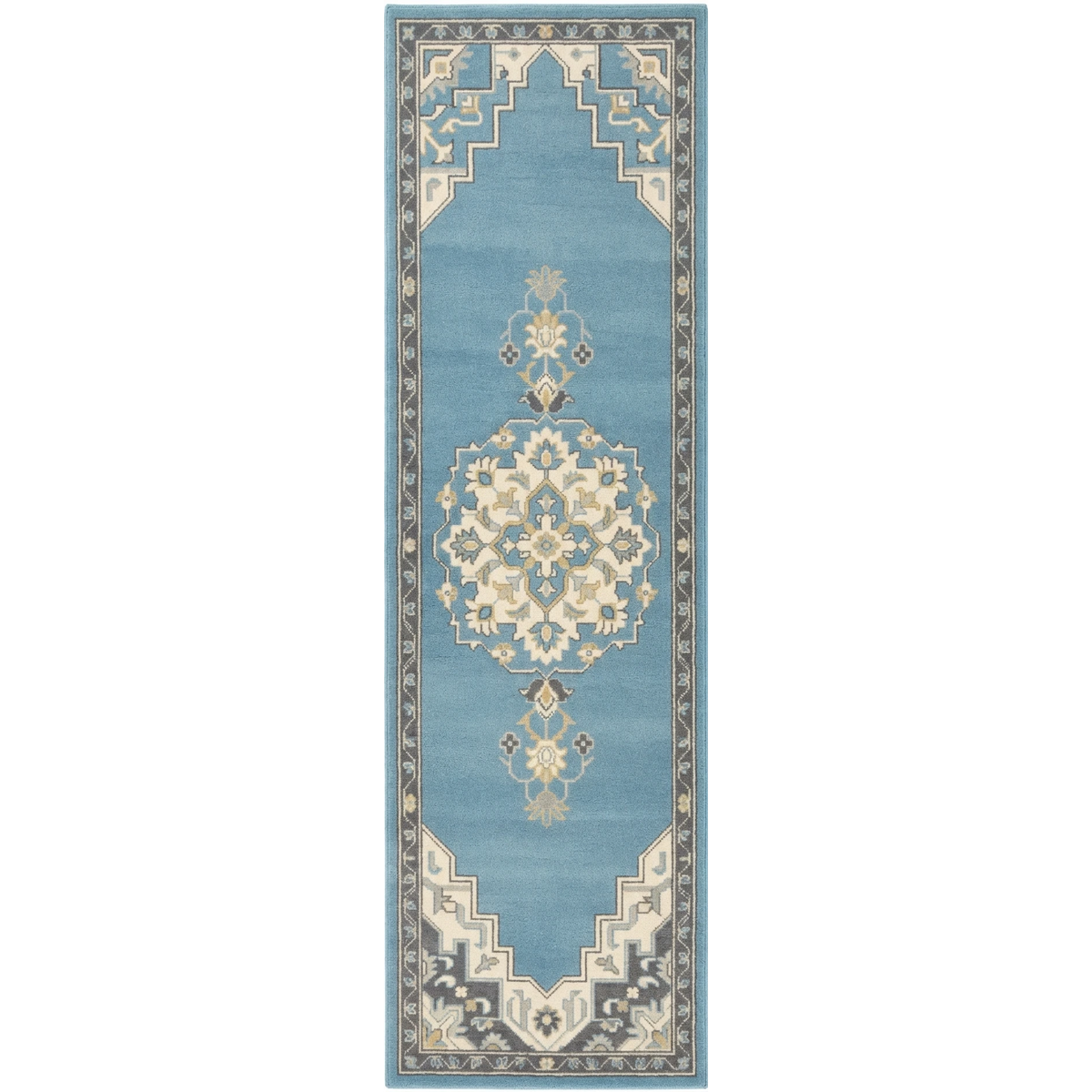 Cornflower Anatolian Star Hand Tufted Runner Rug - studio photo