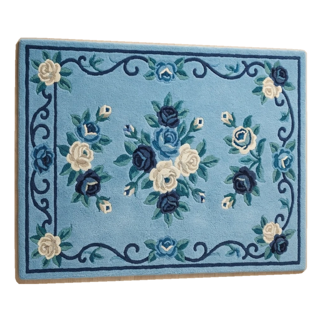 Cornflower Rose Bouquet Hand Tufted Wool Rug - alternate view