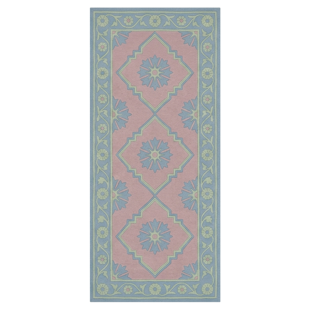 Cornflower Diamond Hand Tufted Wool Runner Rug