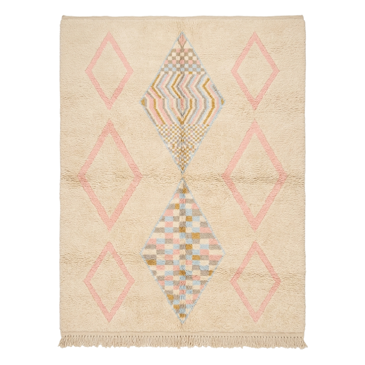 Cream Kaleidoscope Moroccan Shag Rug