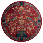 Crimson Avian Bloom Hand Tufted Viscose Rug 