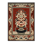 Crimson Lotus Wheel Hand Knotted Rug 