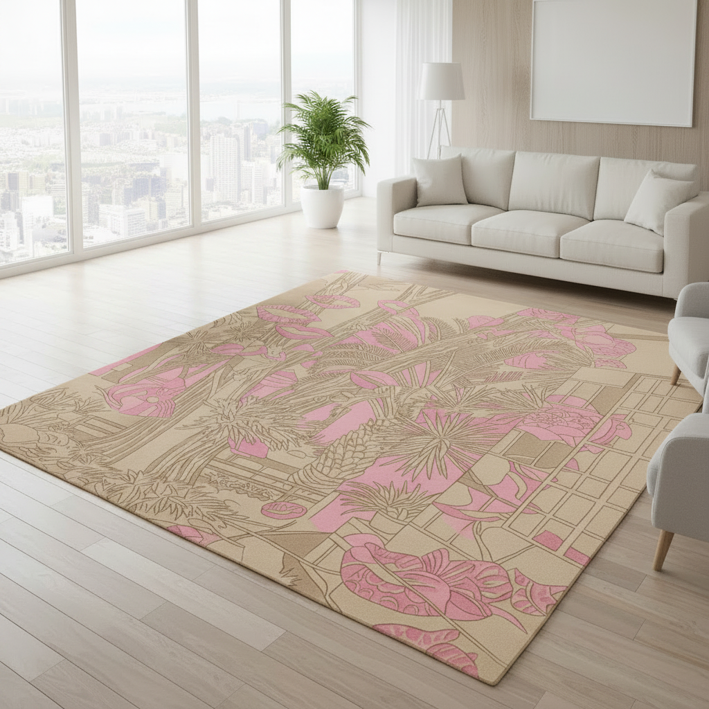 Crimson Oasis Hand Tufted Wool Rug